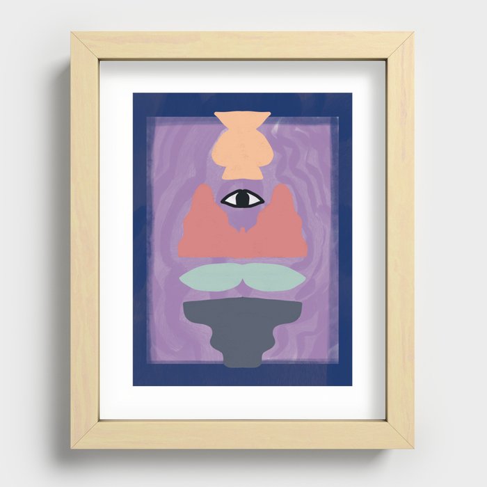 Purple cut out totem Recessed Framed Print