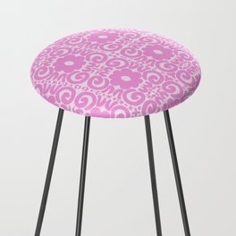 Spring Retro Daisy Lace Pink on White Counter Stool