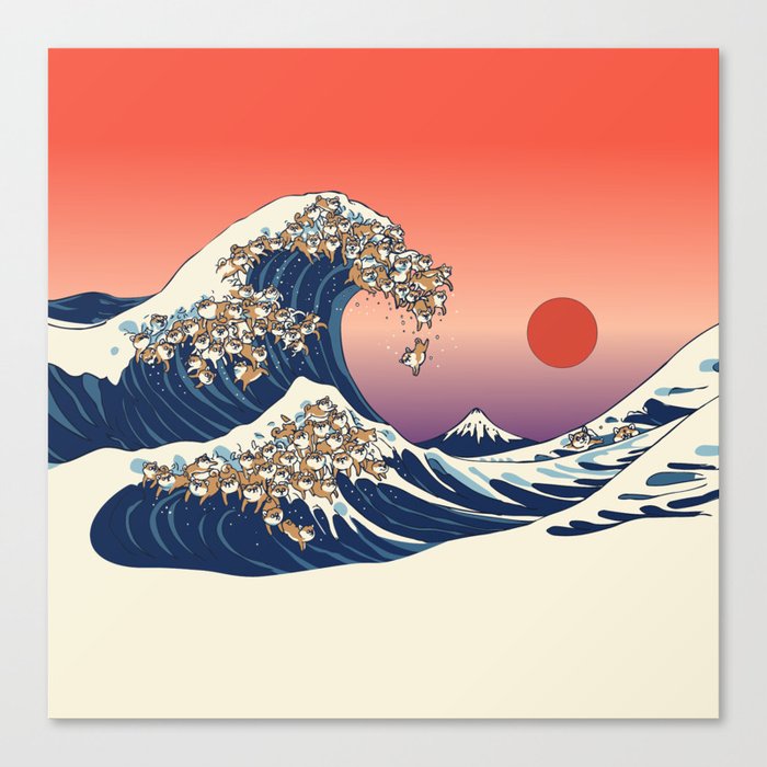 The Great Wave of Shiba Inu Canvas Print