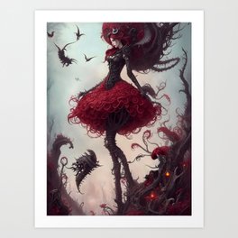 Twisted Fairy Tale: Surreal Portrait of a Young Woman in an Ethereal World Art Print