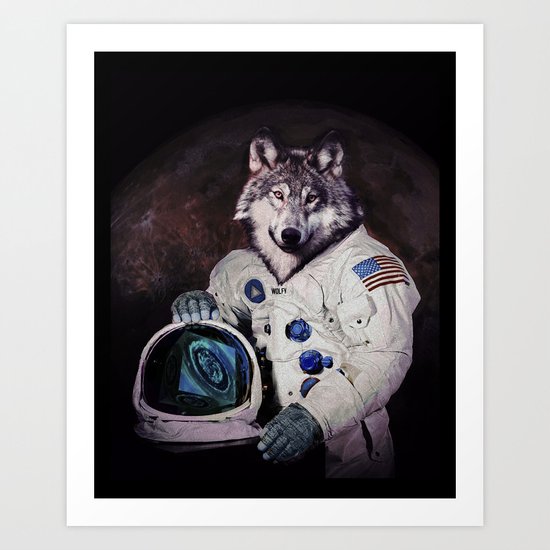 Wolfy goes to Mars Art Print