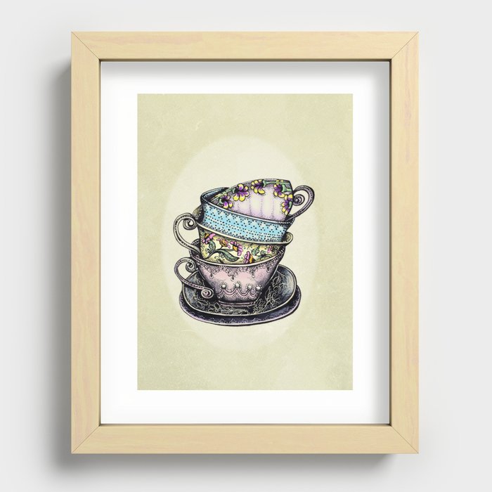 teacups Recessed Framed Print