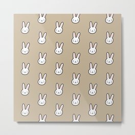Cute Bunny Pattern (Tan) Metal Print