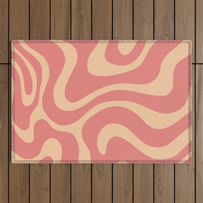 Warped Swirl Marble Pattern (coral/pink/peach) Outdoor Rug
