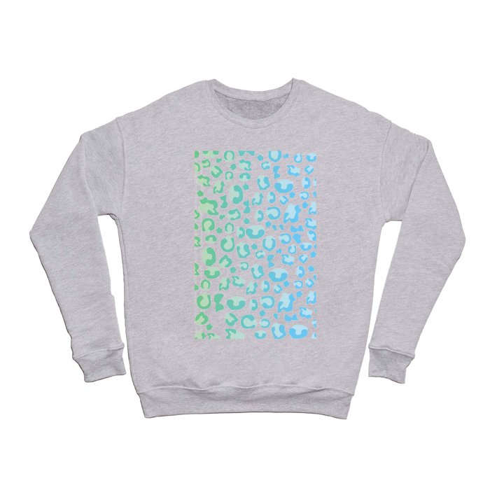 Drunken Cheetah - Pastel Aqua Retro Animal Print Crewneck Sweatshirt
