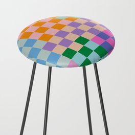 Checkerboard Collage Counter Stool