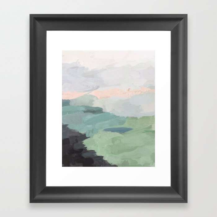 Seafoam Green Mint Black Blush Pink Abstract Nature Land