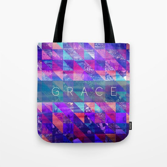 2 Corinthians 12:9 "Grace" (purple triangles) Tote Bag