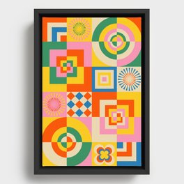 Scandinavian Quilt Pattern Framed Canvas