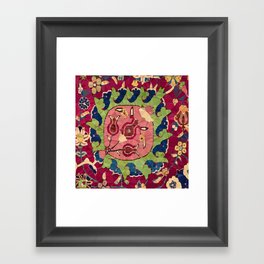 Safavid Rug Detail Abstract Low Poly Geometric Vector Art Framed Art Print