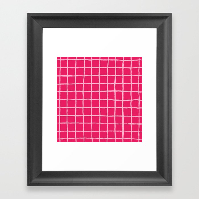 Pink on Pink Checkered Grid Framed Art Print
