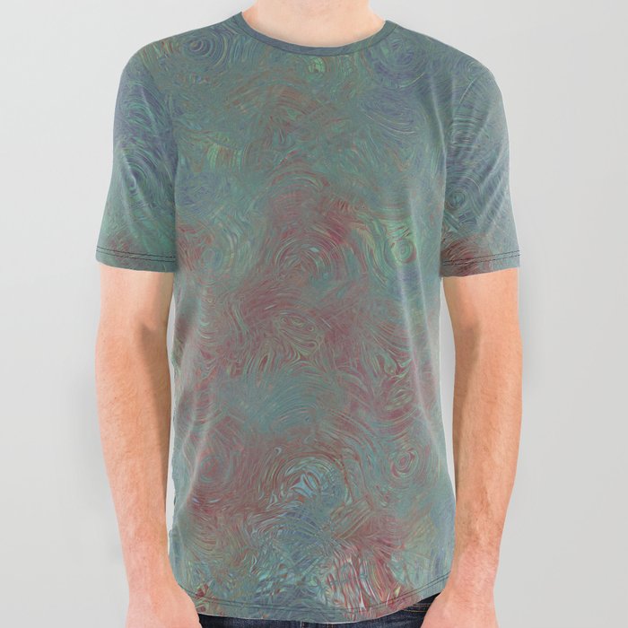 Teal Waves All Over Graphic Tee