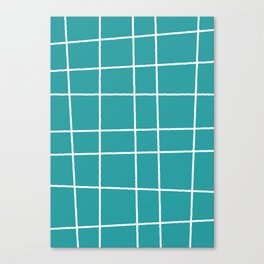 Little White Lines, White Grid On Blue Background Canvas Print