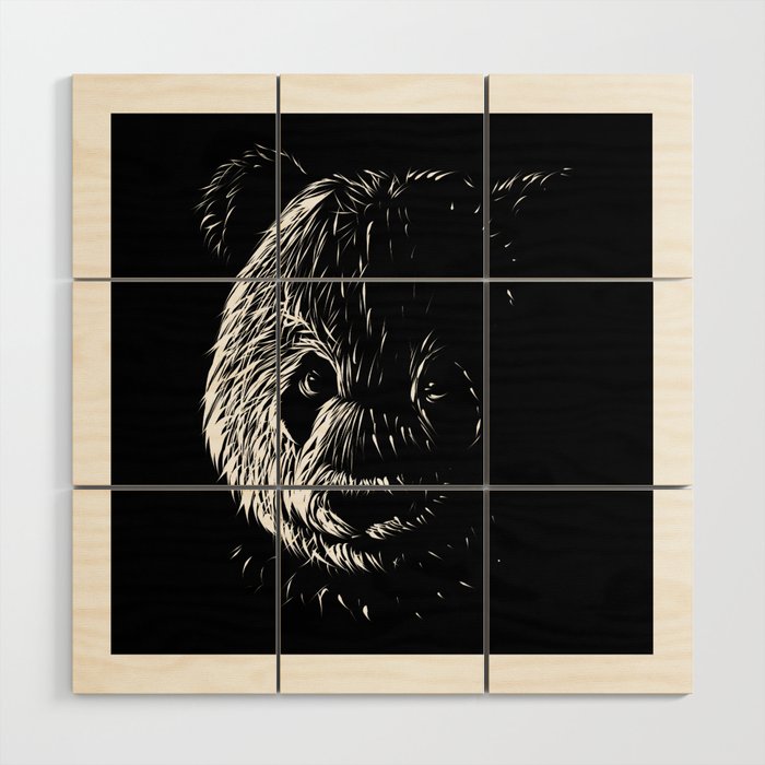 Stripe Design Head of a Panda Wood Wall Art