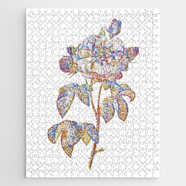 Floral Duchess of Orleans Rose Mosaic on White Jigsaw Puzzle