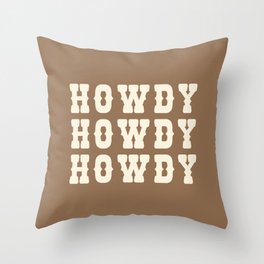 Brown and Beige Howdy Cowboy Design Throw Pillow