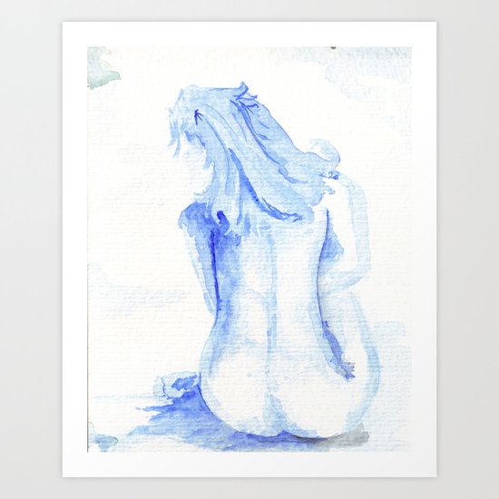 little blue nude Art Print