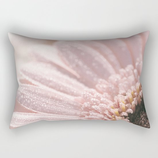 Light Pink floral Daisy Flower with water droplets- flowers Rectangular Pillow