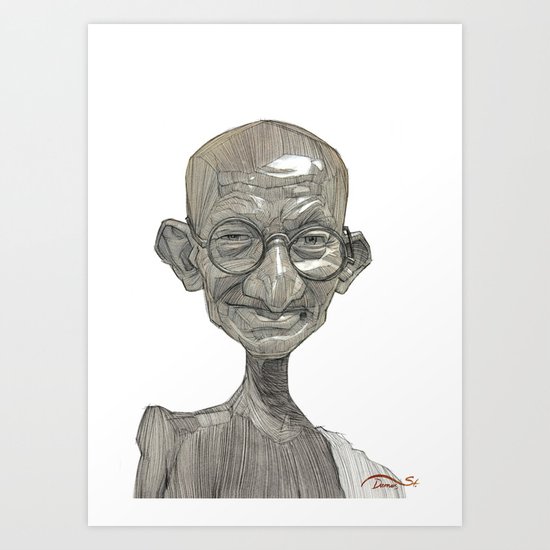 Mahatma Gandhi illustration portrait Art Print