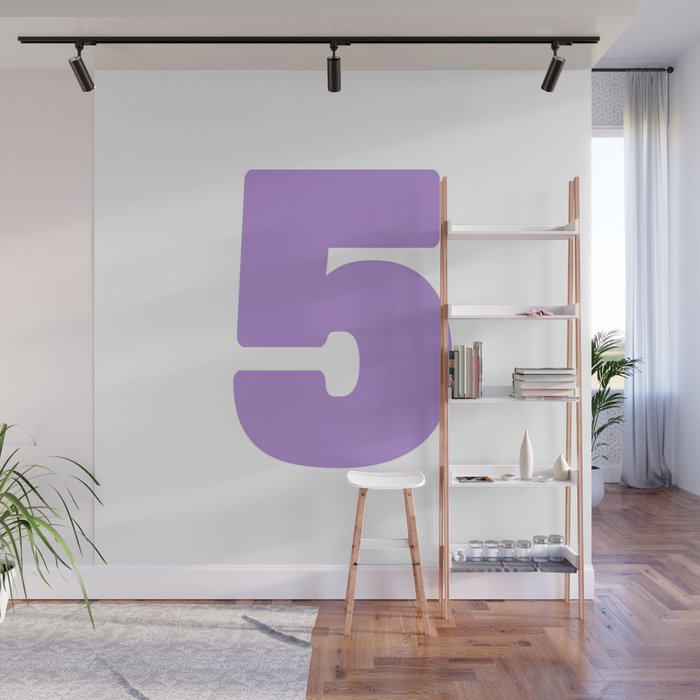 5 (Lavender & White Number) Wall Mural