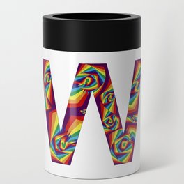 capital letter W with rainbow colors and spiral effect Can Cooler