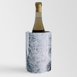 Aerial of a Black Sand Beach with Waves - Oceanscape Wine Chiller