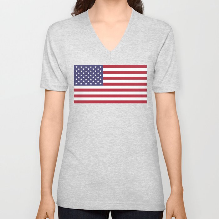 USA flag V Neck T Shirt