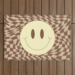 Smiley brown wavy checker Outdoor Rug
