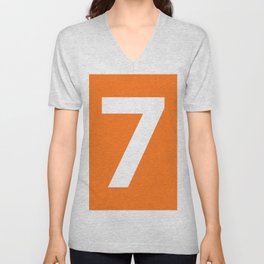 Number 7 (White & Orange) V Neck T Shirt
