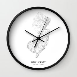 New Jersey State Map 2 Art Print by LandSartprints Wall Clock