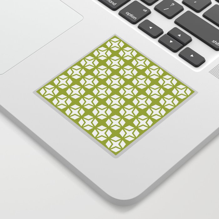 Mid Century Modern Star Pattern Apple Green 552 Sticker