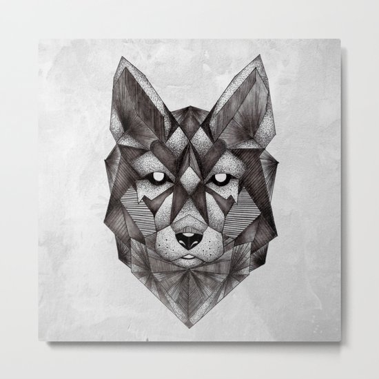 Geometric Wolf Metal Print