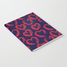 Red Navy Heart shaped Valentine’s Day seamless pattern background Notebook