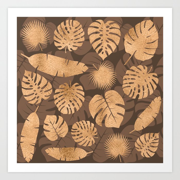 Copper Palm Leaf Pattern 11 Art Print