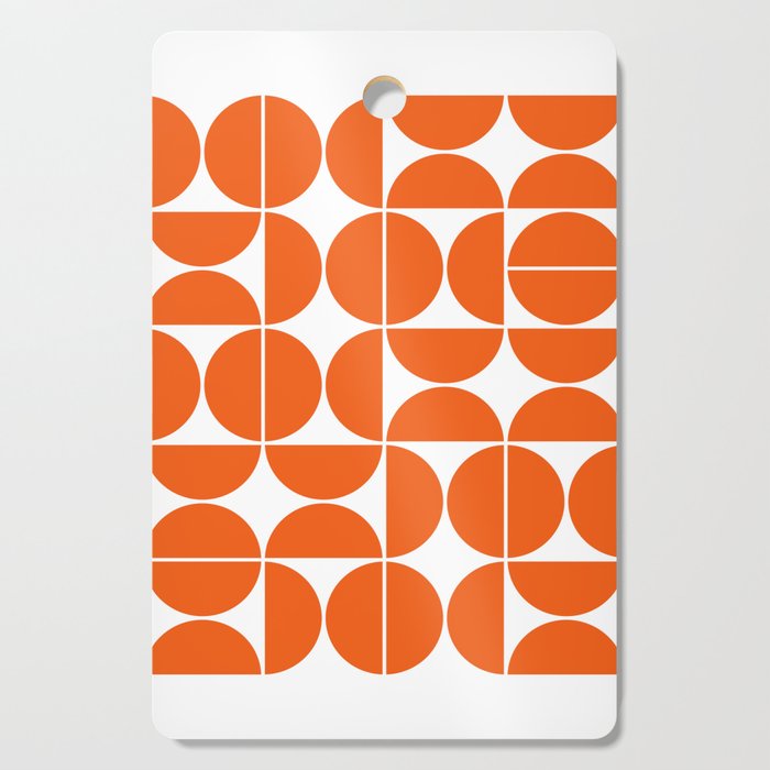 Mid Century Modern Geometric 04 Orange Cutting Board