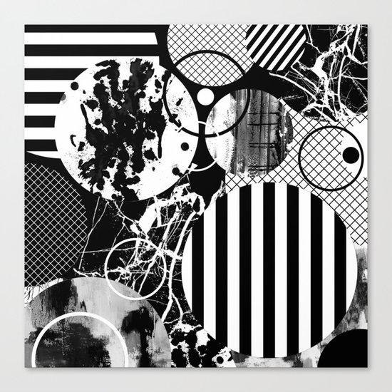 Black And White Choas - Mutli Patterned Multi Textured Abstract Canvas Print