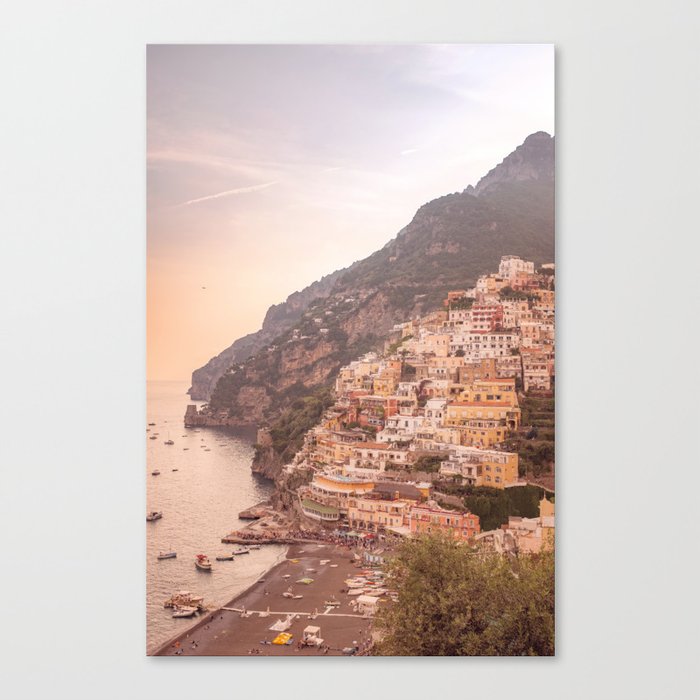 Positano at sunset | Amalfi Coast | Italy | Europe | Travel photography wall art Canvas Print
