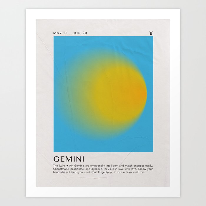 Gemini Astrology Zodiac Aura Gradient Art Print Art Print