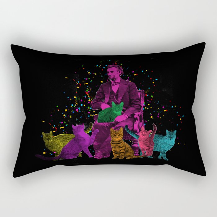 Preposterous Presidents - Lincoln - Rainbow Cat Party Rectangular Pillow