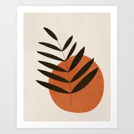 Mid Century Boho Botanical - Burnt Orange and Beige Art Print
