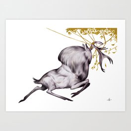 The Stag & His Reflection Art Print