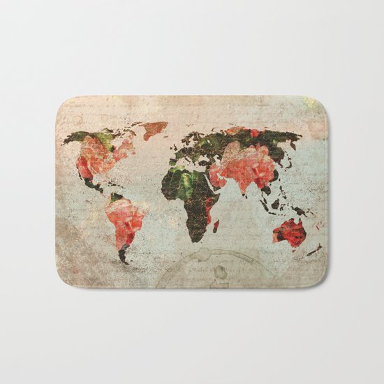 Vintage World Map Bath Mat