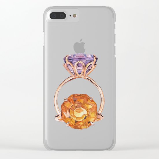 Circles on Purple Clear iPhone Case