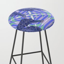 Seahorses swimming on a green and pink patterned background Bar Stool