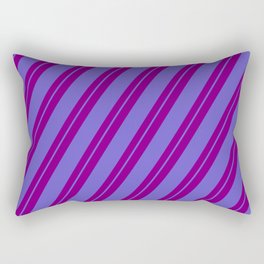 [ Thumbnail: Purple and Slate Blue Colored Striped/Lined Pattern Rectangular Pillow ]