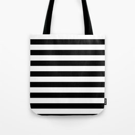 Large Black and White Horizontal Cabana Stripe Tote Bag