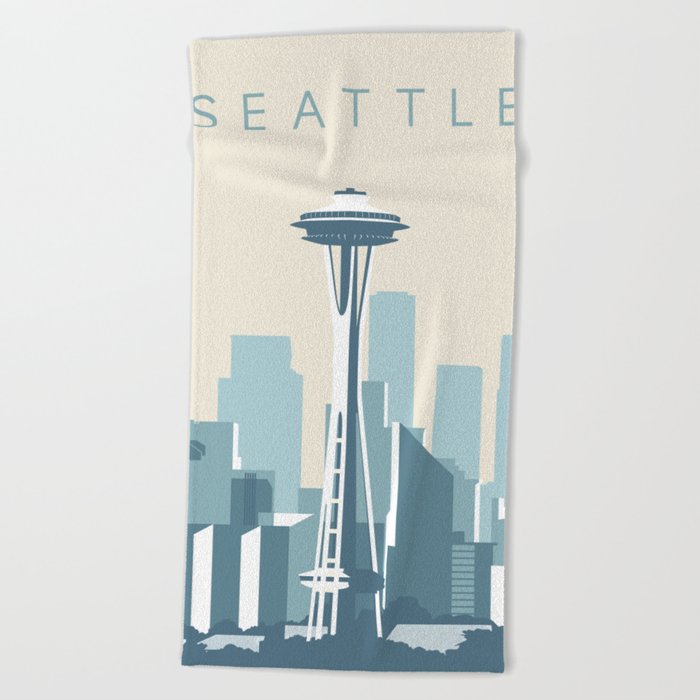 Seattle Cityscape Beach Towel