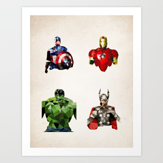 Polygon Heroes - Avengers Art Print
