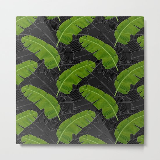 Banana Leaves_Bg Black Metal Print