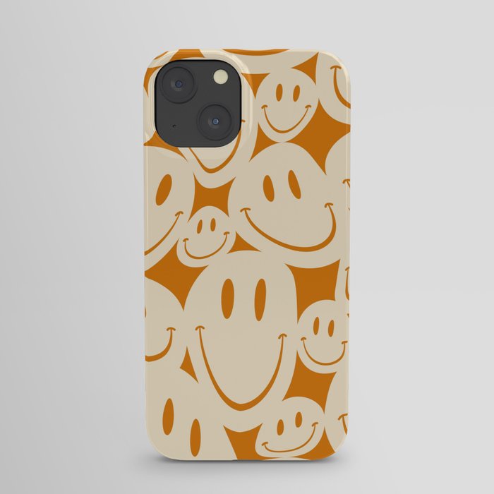 Cream & Yellow Wonky Smiley Faces iPhone Case